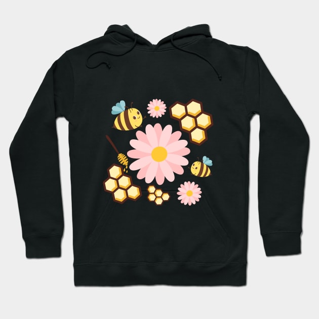 Spring Bee Honey Comb Pattern Design Hoodie by Arch4Design